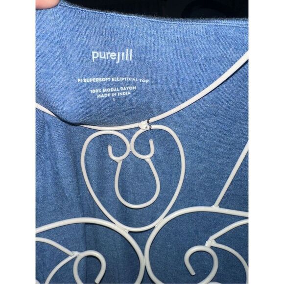 NICE WOMEN J Jill Pure Jill Elliptical Scoop Neck Tee Coastal Blue Shirt Size SI - Picture 6 of 6